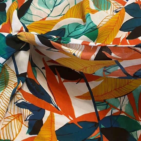 Worthington Women PXL Top Tropical Leaf Bold Print Short Sleeve Business Travel - Picture 5 of 11